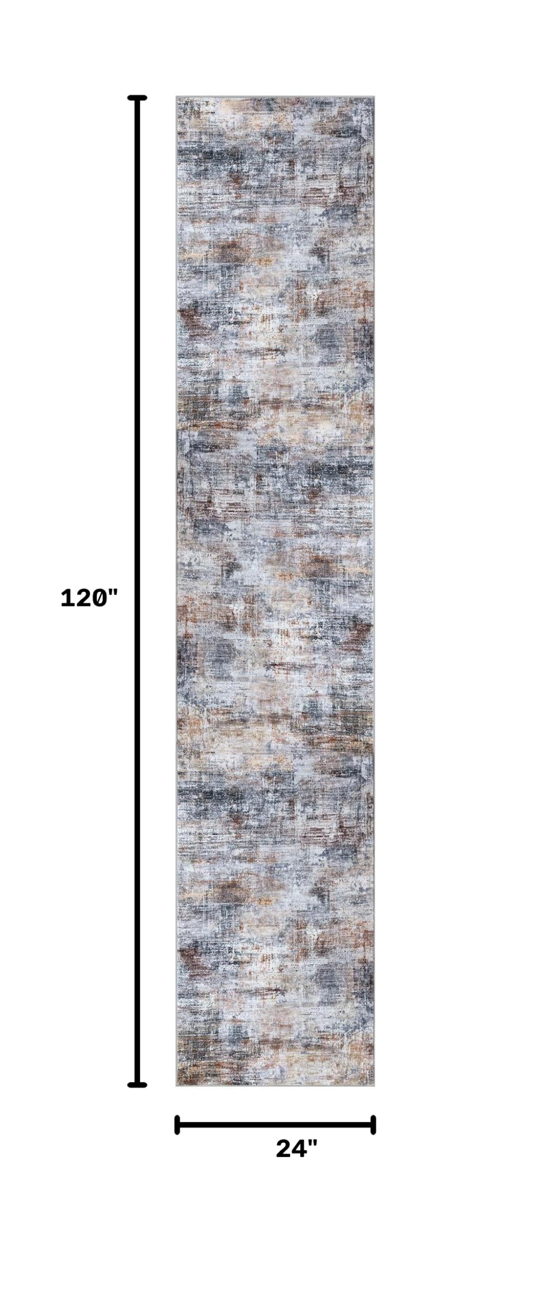 Abstract Runner Rug 2x10 Ft Washable Runners for Hallways (Orange/Brown/Grey / 2' x 10' (Rectangular))