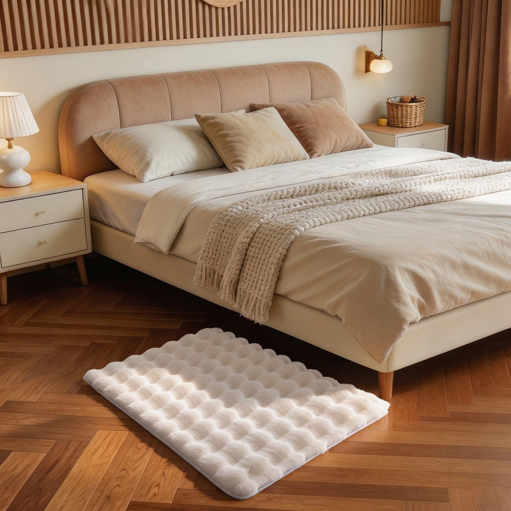 Creamy White Rabbit Plush Rug 2'x3' (Creamy White / 2' x 3' (Rectangular))