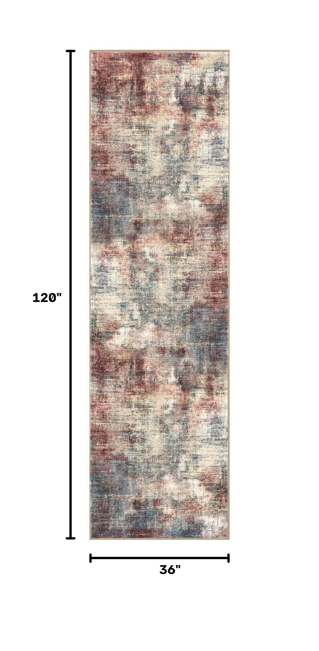 Abstract Runner Rug 3x10 Ft Washable Runners for Hallways (Red/Multi / 3' x 10' (Rectangular))