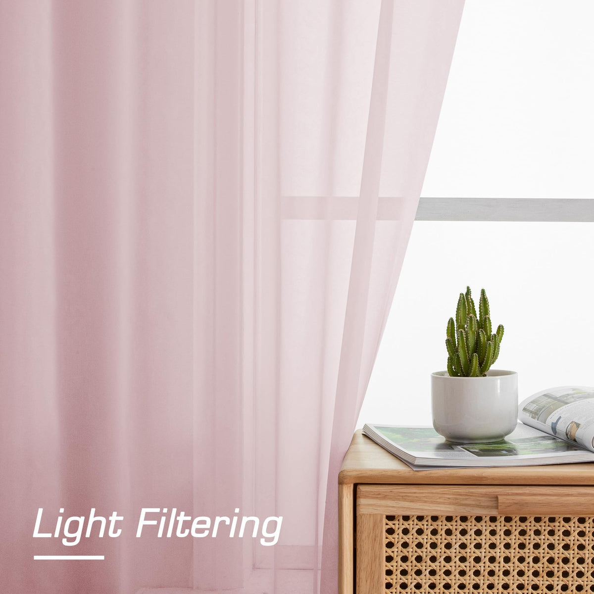 OWEINE Sheer Curtains 78 Inches Long 2 Panels Set (Blush / 42"W x 78"L (Pack of 2))