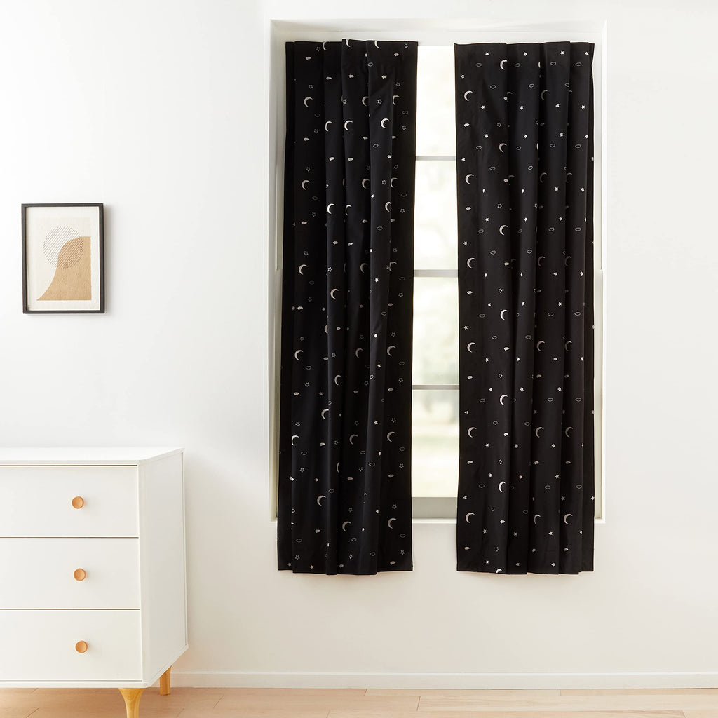 Portable Blackout Curtain Shade with Suction Cups for Window (Moon and Stars / 2-Pack)
