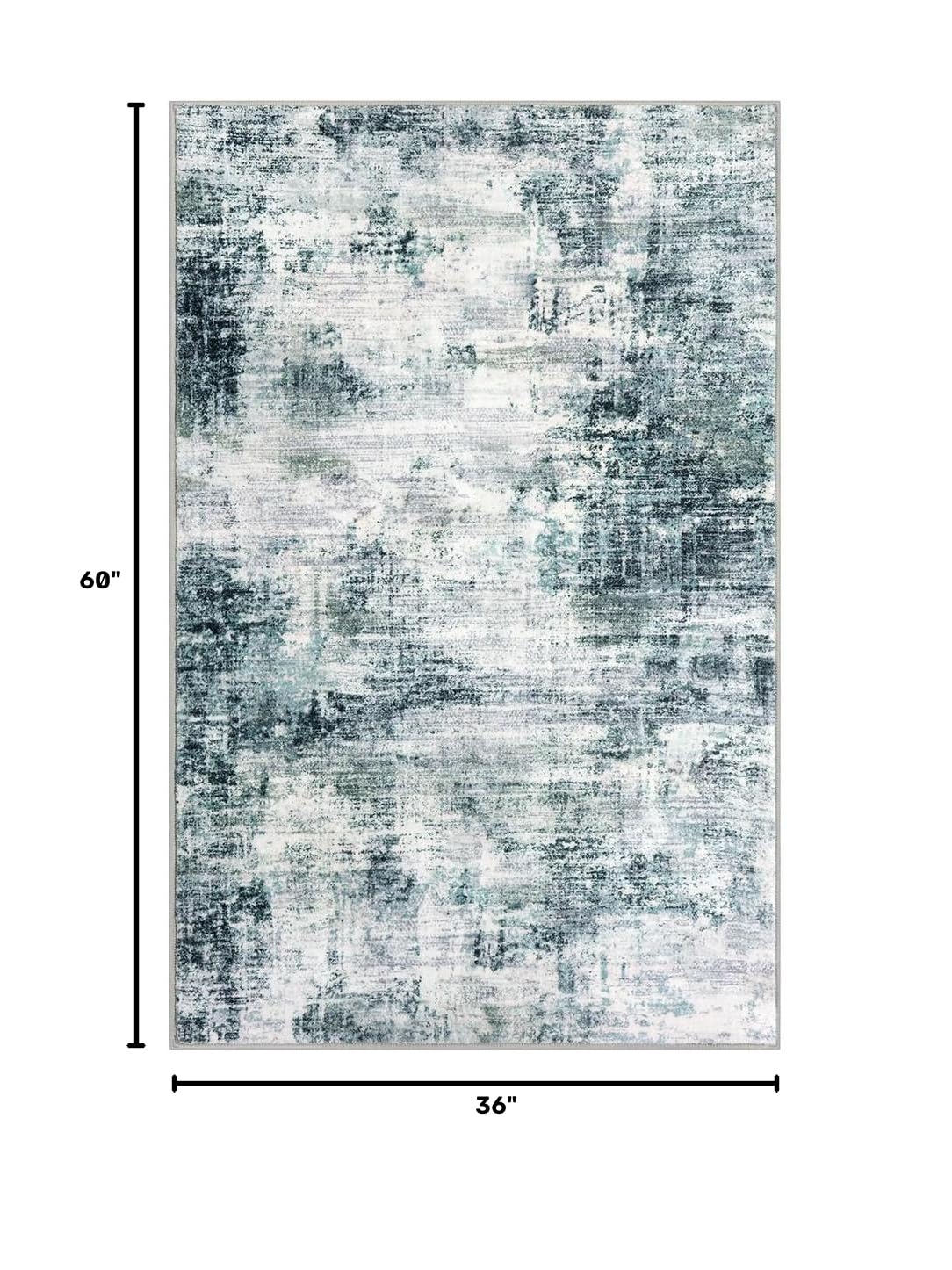 Abstract Area Rug 3x5 Ft Washable Rugs for Entryway Indoor (Sage/Grey/White / 3' x 5' (Rectangular))
