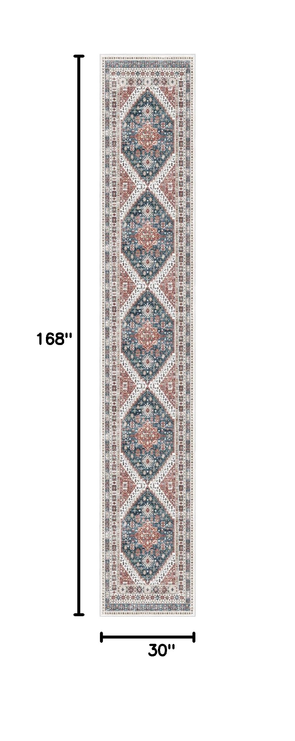 Hallway Runner Rug 2'6''x14' Kitchen Runners Vintage (Navy Blue / 2'6" x 14' (Runner))