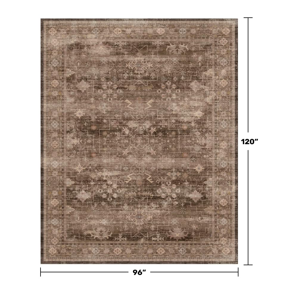 Boho Taupe Brown Living Room Rug 8x10 (8' x 10' (Rectangular) / Brown)