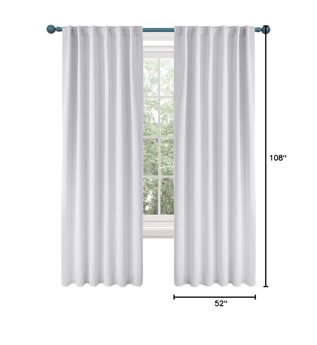 Blackout Curtains Back Tab and Rod Pocket Thermal Insulated Curtain Penels for Sliding Door 52Wx108L Inch Greyish White 2 Panels (Star White / 52"W x 108"L (Pack of 2))