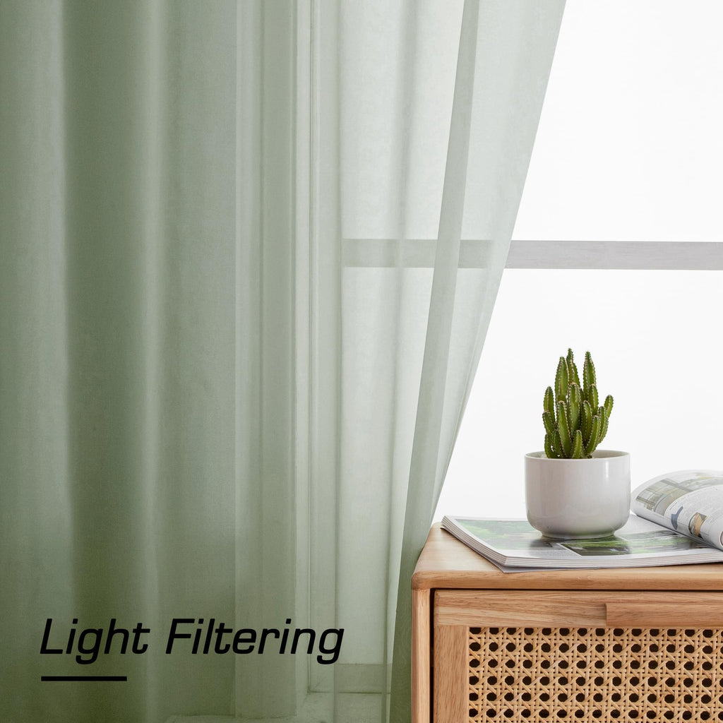 Sheer Curtains (Sage Green / 42"W x 78"L (Pack of 2))