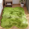 Fluffy Sheepskin Green Rugs 4x6 for Bedroom Shag Soft Faux Fur Rug Furry Bedside Rug Shaggy Fuzzy Carpet Playroom Washable Sheepskin (4' x 6' (Sheepskin) / Olive Green)