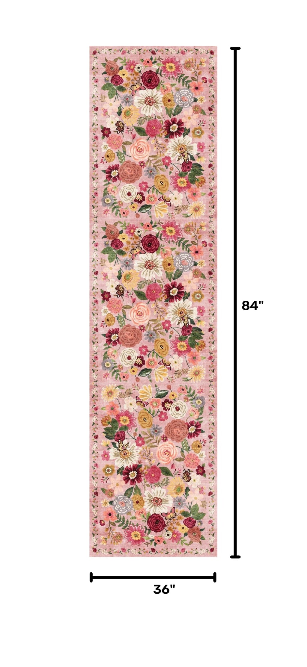 Pink Floral Hallway Runner Rug 3x7 for Bedroom Kitchen (Pink / 3' x 7' (Rectangular))