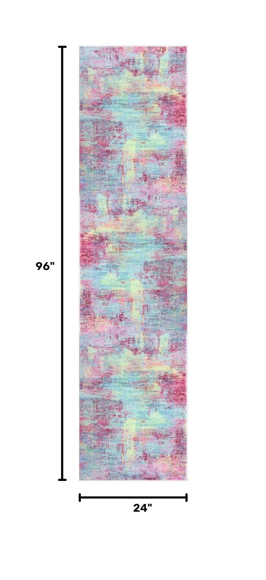Abstract Runner Rug 2x8 Ft Washable Runners for Hallways (Multi Pink / 2' x 8' (Rectangular))
