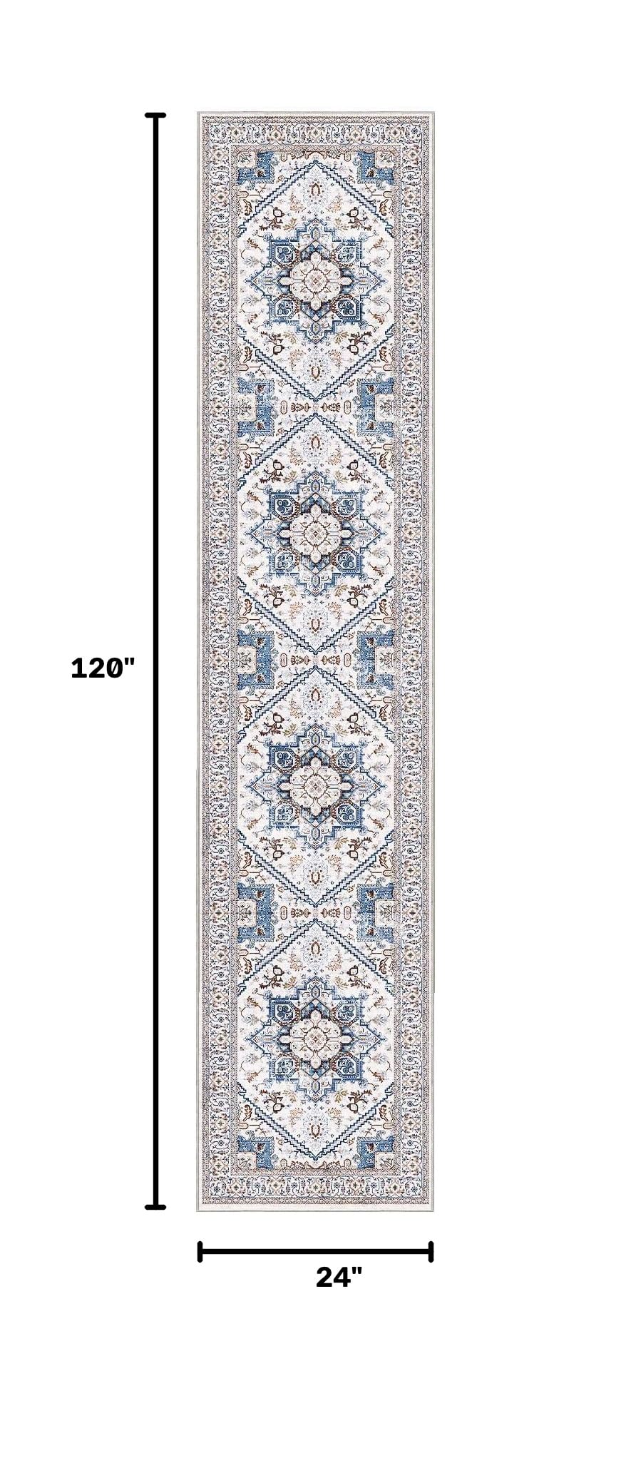 Soft Area Rugs 2x10 (2' x 10' (Runner) / Cream White & Blue)