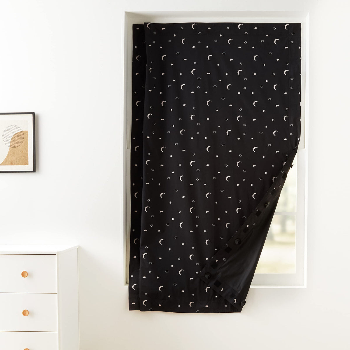 Portable Room Darkening Blackout Curtain Shade with Suction Cups (Moon and Stars / 1-Pack)