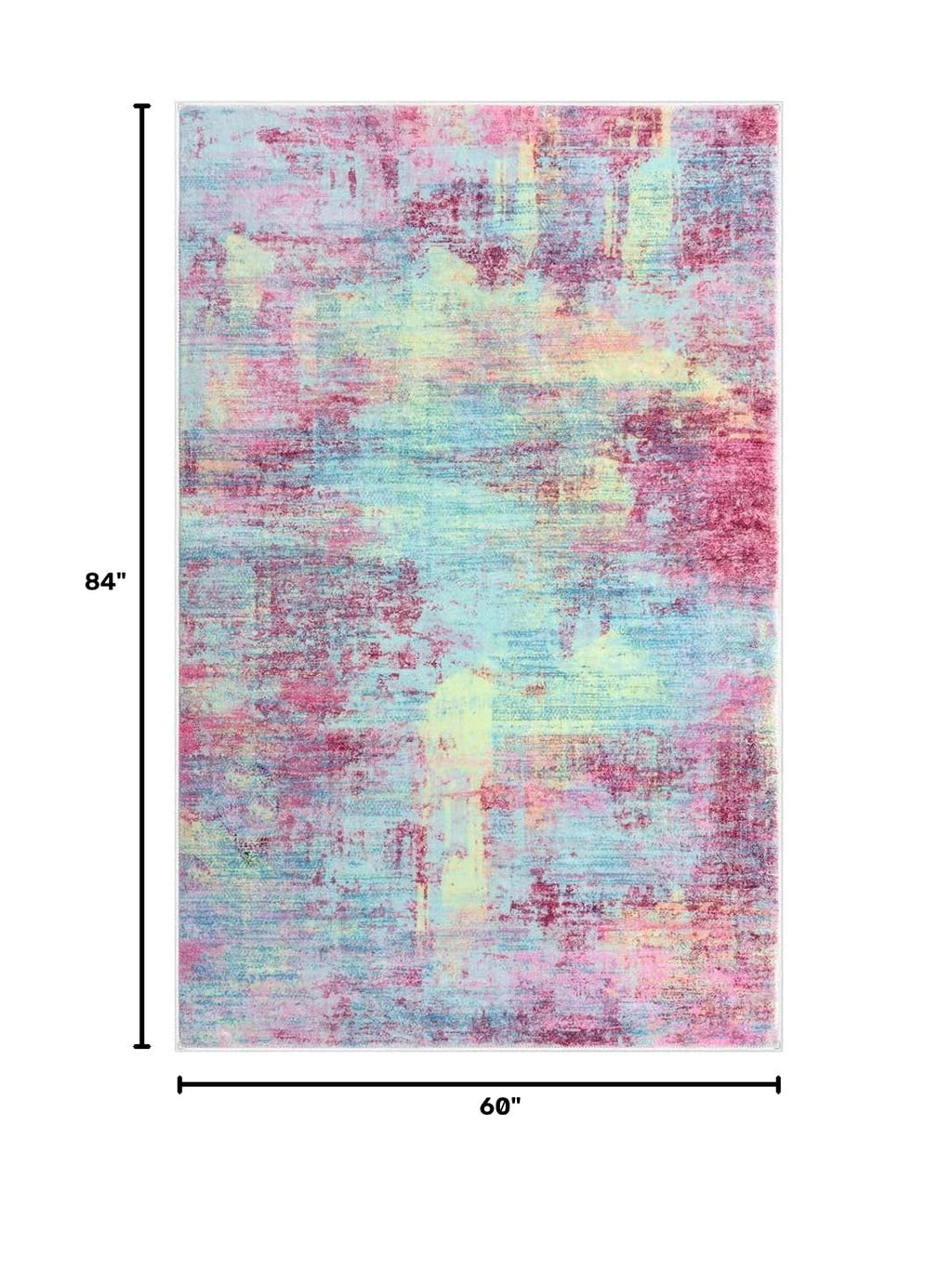 Abstract Area Rugs 5x7 Ft Washable Rugs for Living Room (Multi Pink / 5' x 7' (Rectangular))