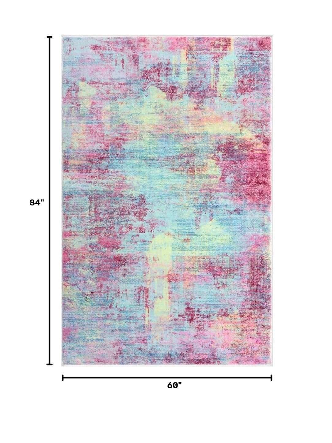 Abstract Area Rugs 5x7 Ft Washable Rugs for Living Room (Multi Pink / 5' x 7' (Rectangular))