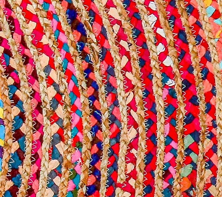 Jute Cotton Braided Woven Rug 3 Feet Round (3' (Round) / Multi Color)
