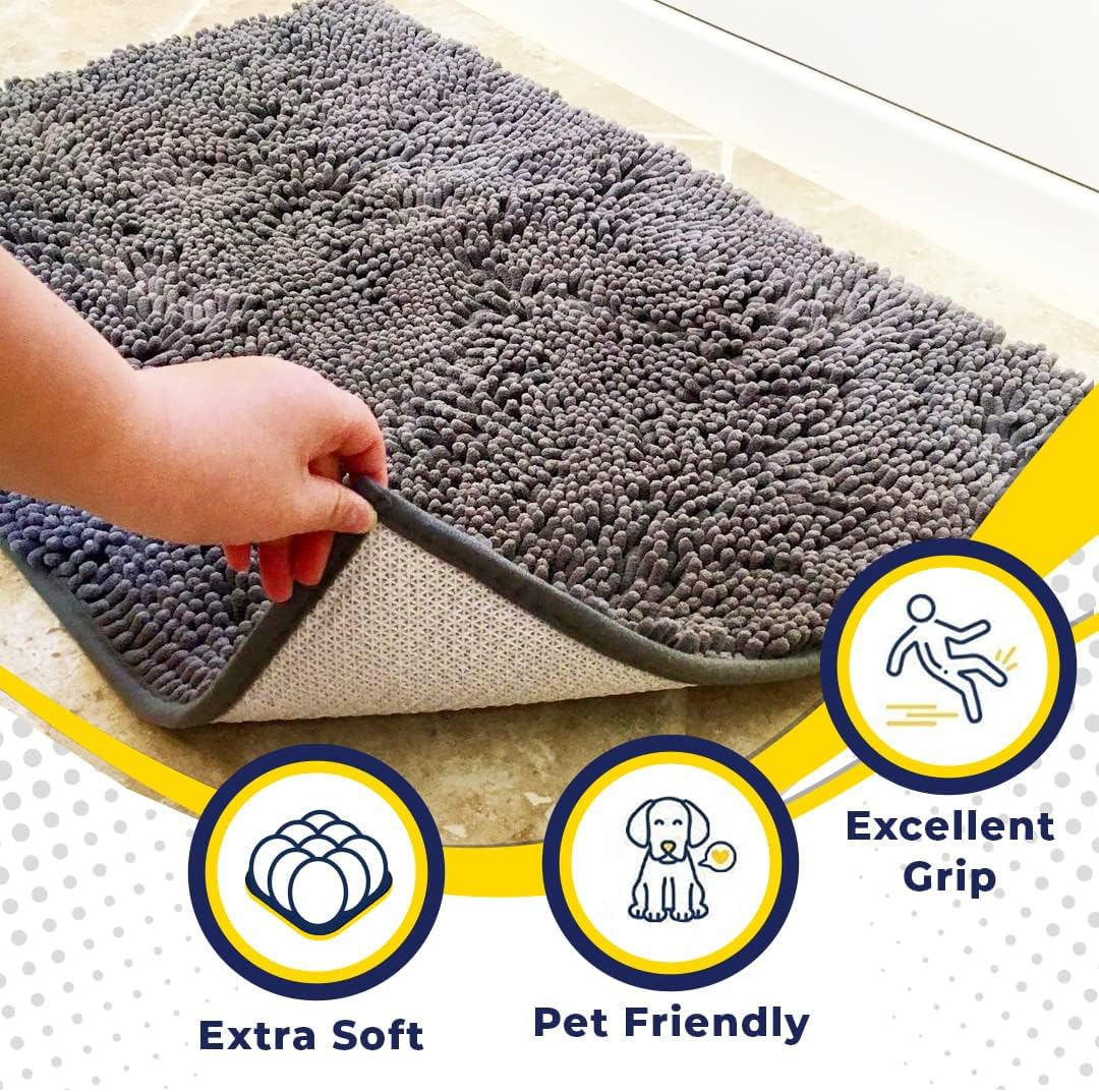 Super Absorbent Door Mat Indoor (Grey / 16" x 24")