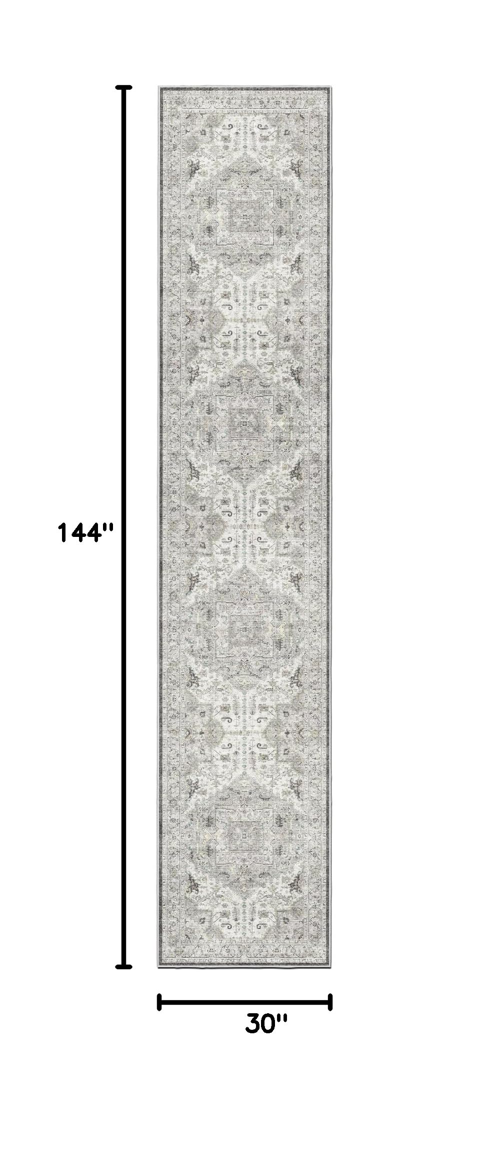 Hallway Runner Rug 2'6''x12' Kitchen Runners Vintage (Ivory/Brown / 2'6" x 12' (Runner))