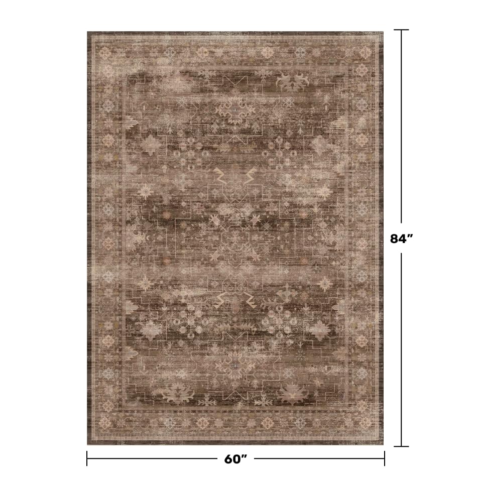 Boho Taupe Brown 5x7 Living Room Rug (5' x 7' (Rectangular) / Brown)