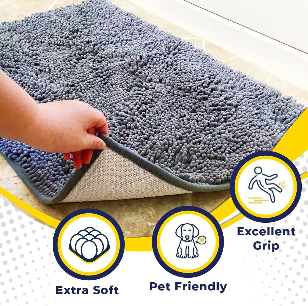 Super Water Absorbent Door Mat Indoor (Baby Blue / 16" x 24")