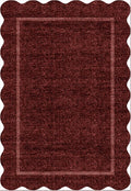 Scalloped Washable Runner Rug 2x8 Non Slip Kitchen Rugs Burgundy (Burgundy / 2' x 8' (Runner))