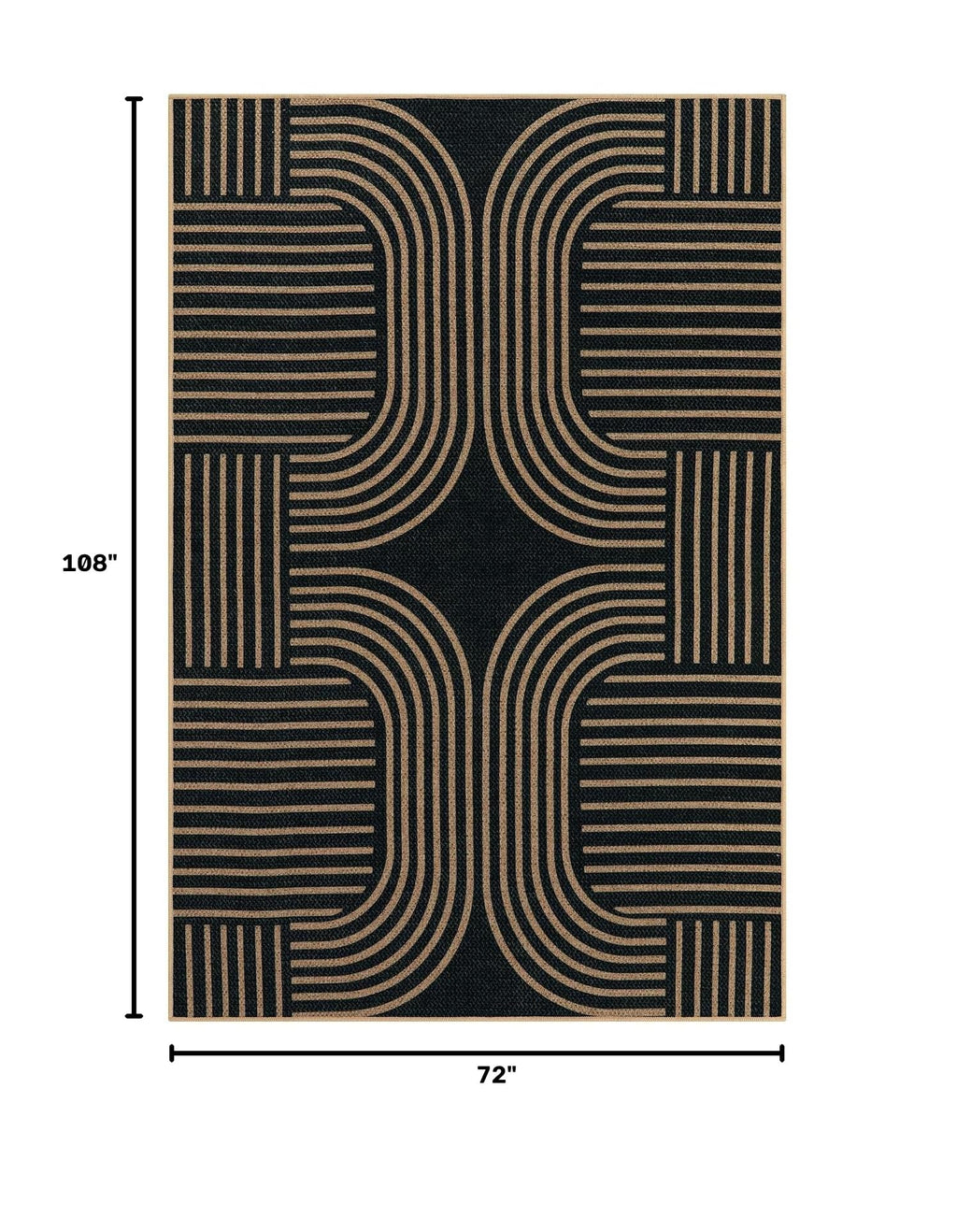 Modern Geometric Easy Jute Rug (6' x 9' (Rectangular) / Black/Nature Geometric-1)