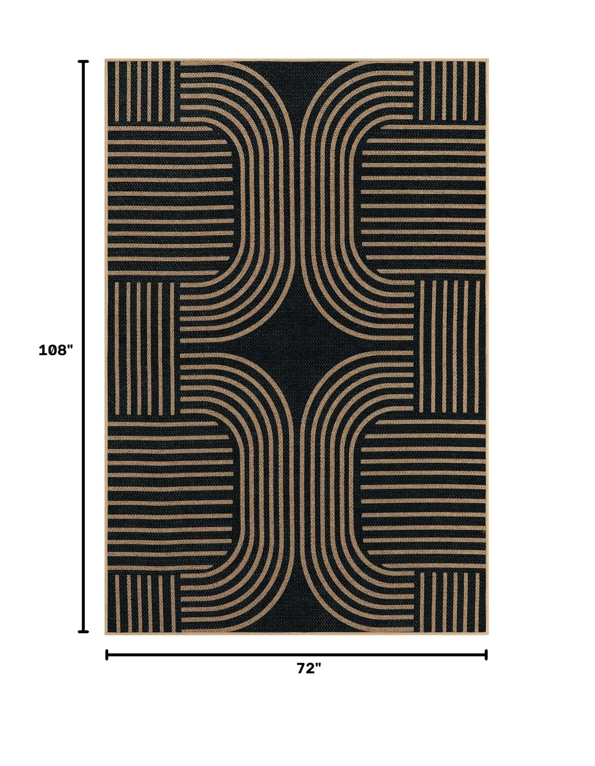 Modern Geometric Easy Jute Rug (6' x 9' (Rectangular) / Black/Nature Geometric-1)
