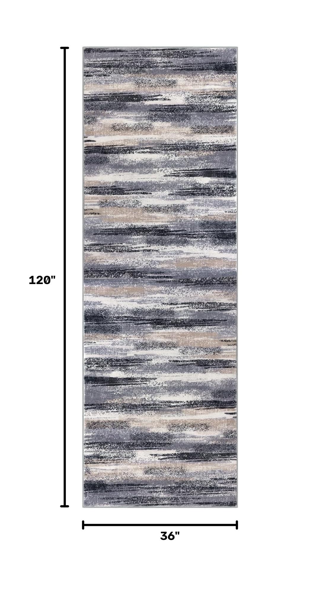 Modern Abstract Runner Rug 3x10 (3' x 10' (Runner) / Grey Navy Blue Black Cream Tan)