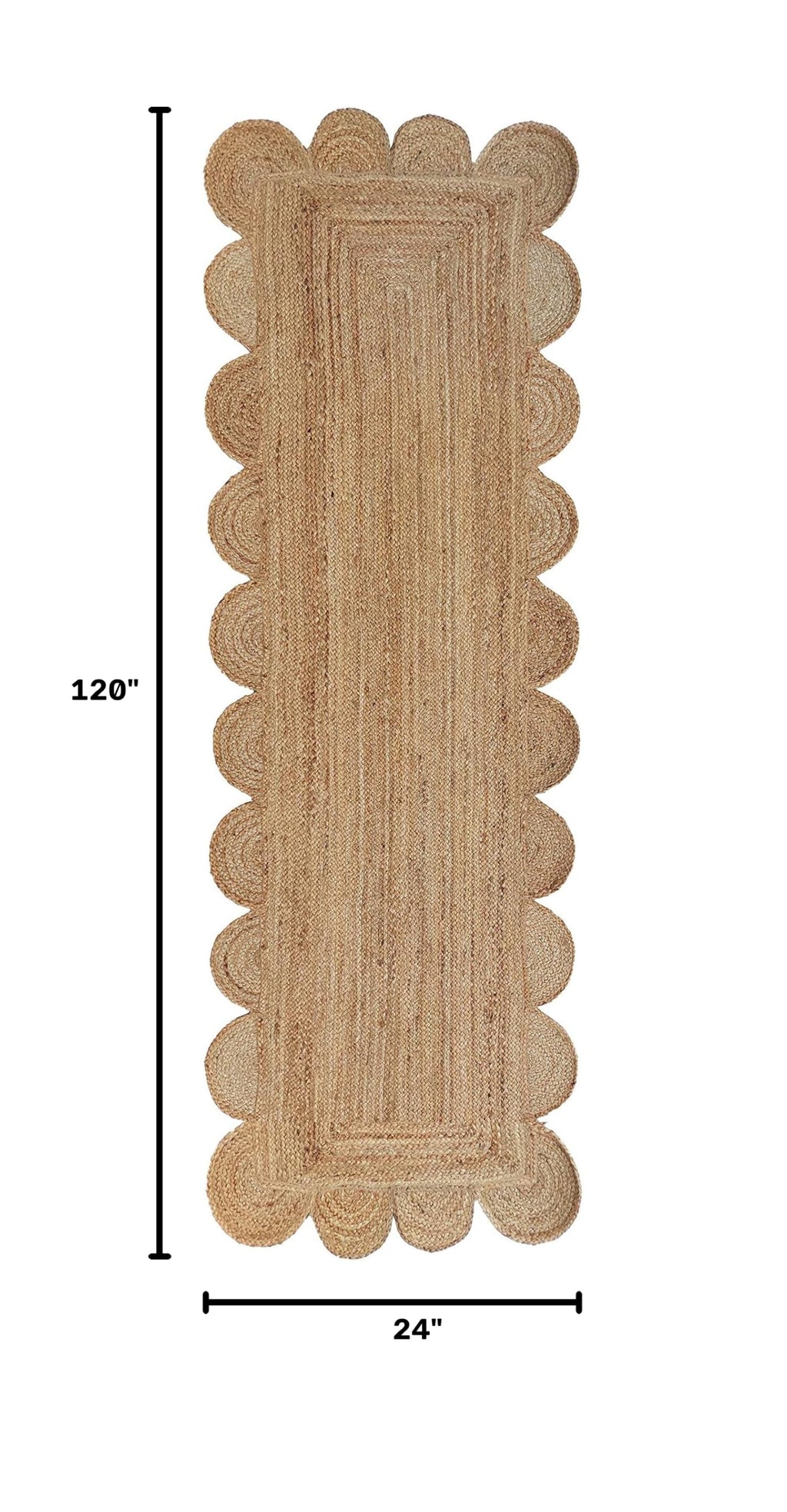 Scalloped Natural Jute Area Rug (Natural / 2'x10' (Runner))