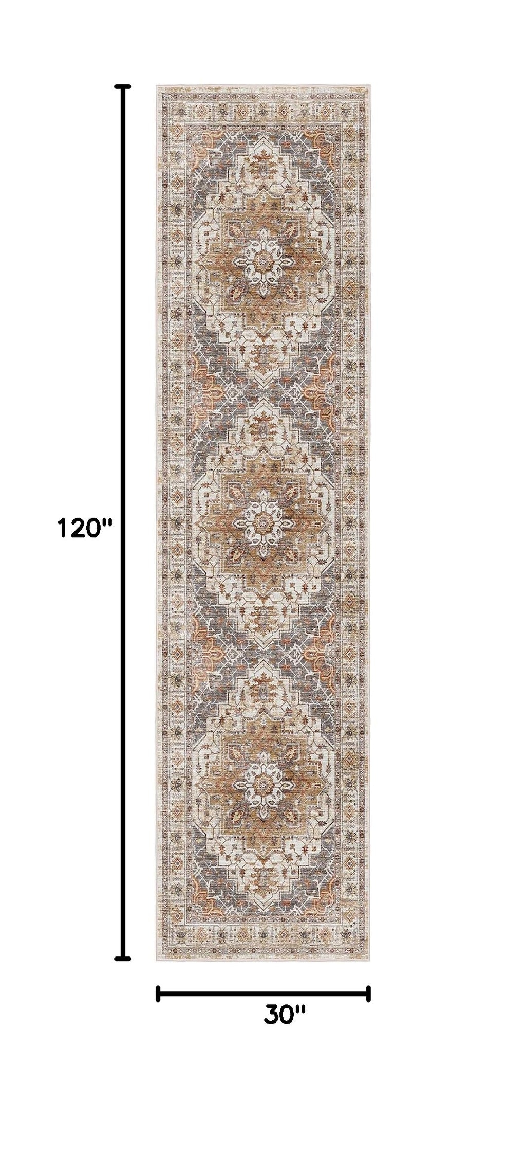 Hallway Runner Rug 2'6''x10' Kitchen Runners Vintage (Turmeric/Grey / 2'6" x 10' (Runner))