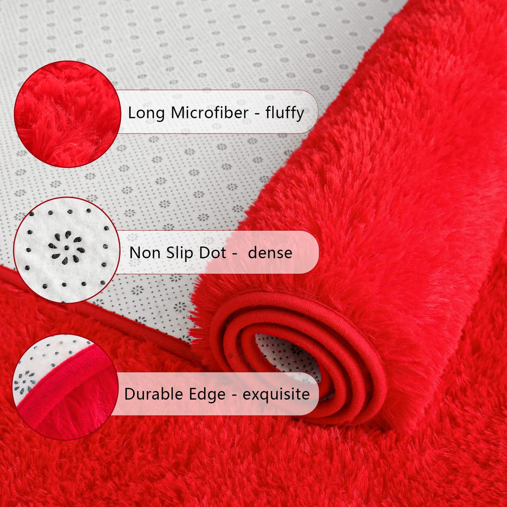 Soft Area Rugs for Bedroom Living Room Plush Fluffy Rug 4x6 (Red / 4' x 6' (Rectangular))