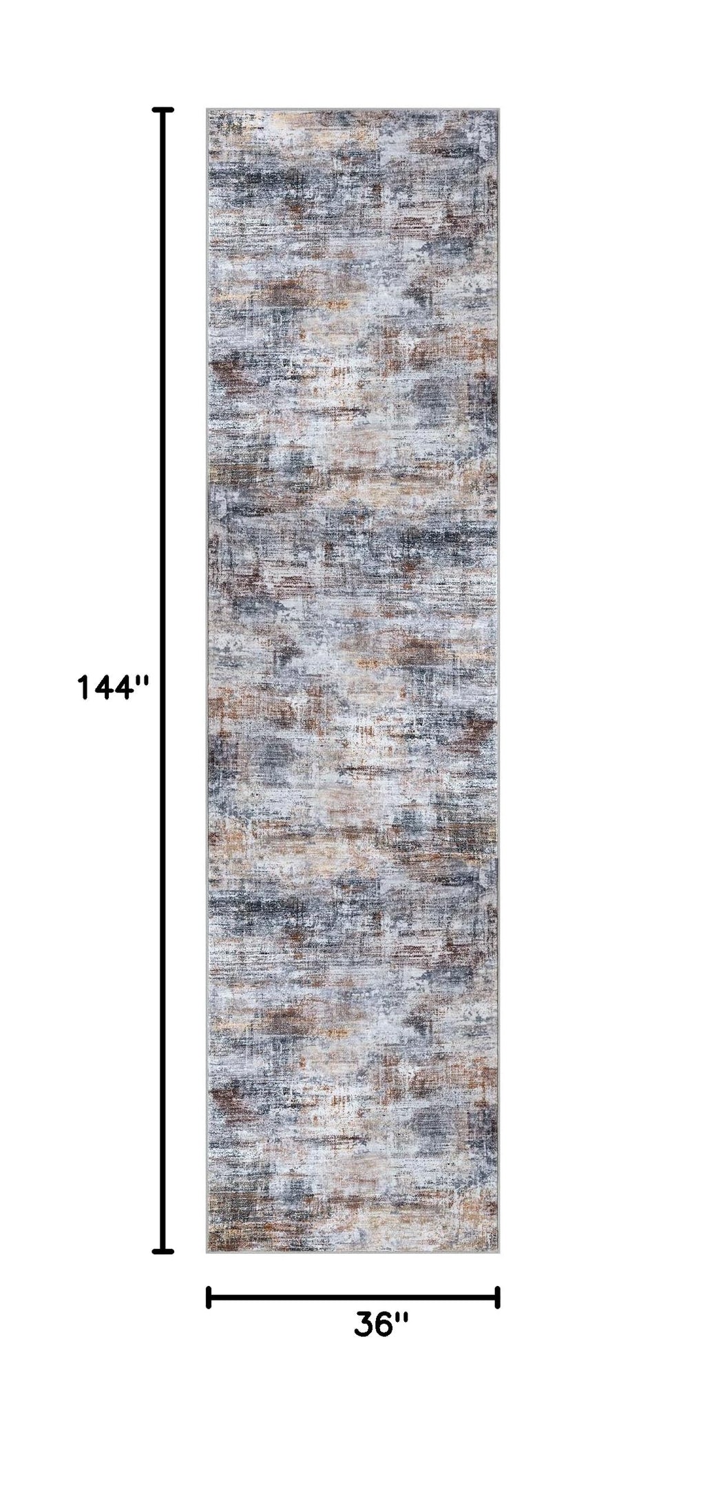 Abstract Runner Rug 3x12 Ft Washable Runners for Hallways (Orange/Brown/Grey / 3' x 12' (Rectangular))