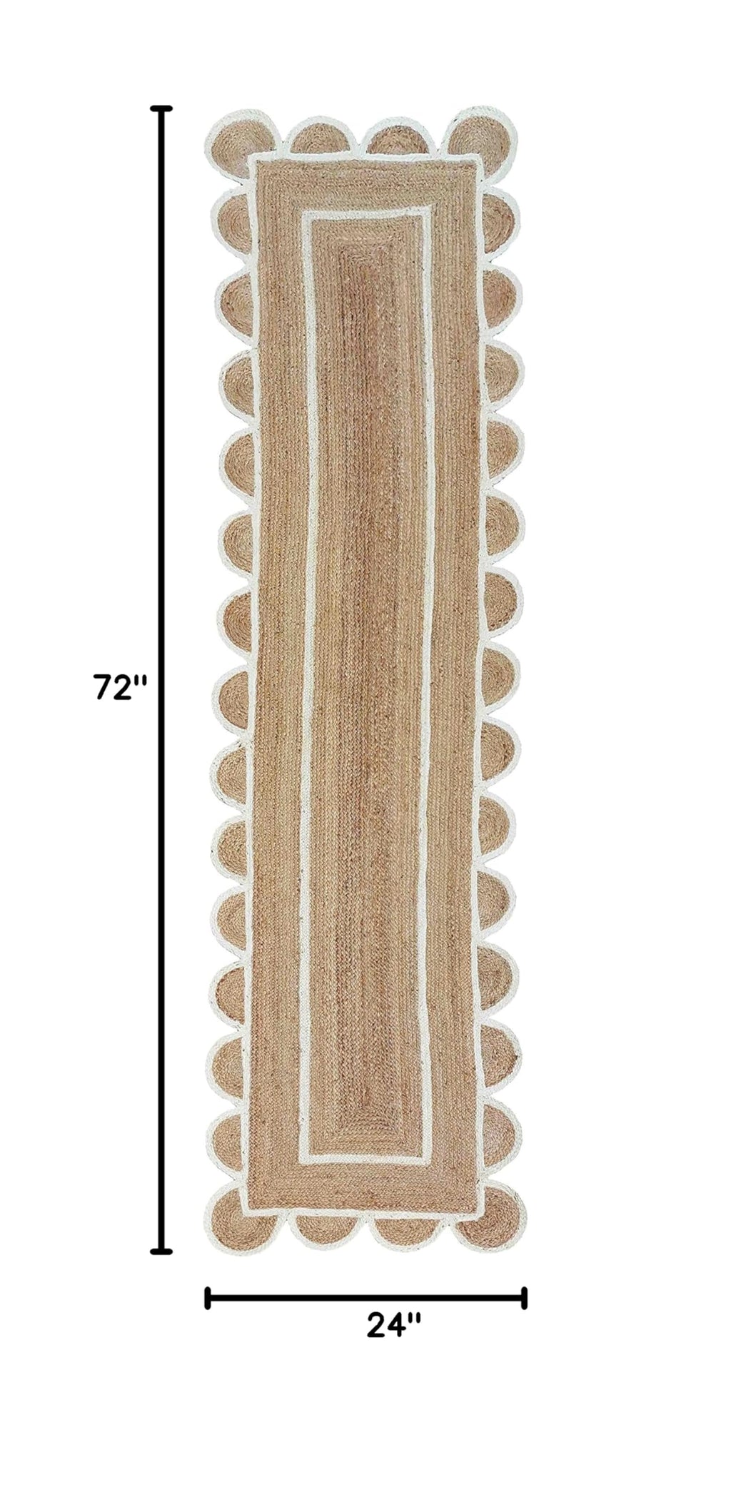 Scalloped Natural Jute Area Rug (2' x 6' (Rectangular))