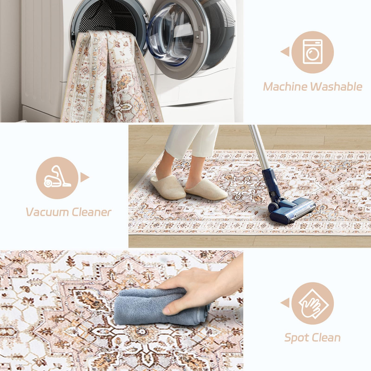 Washable Runner Rugs 2x12 Long for Hallway Kitchen Soft (Pink / 2' x 12' (Runner))