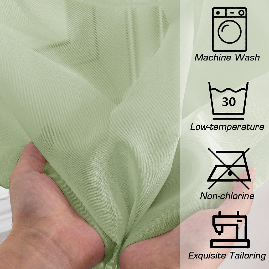 Sheer Curtains 78 inches Long 2 Panels Set for Bedroom Living Room (Light Green / 42"W x 78"L (Pack of 2))