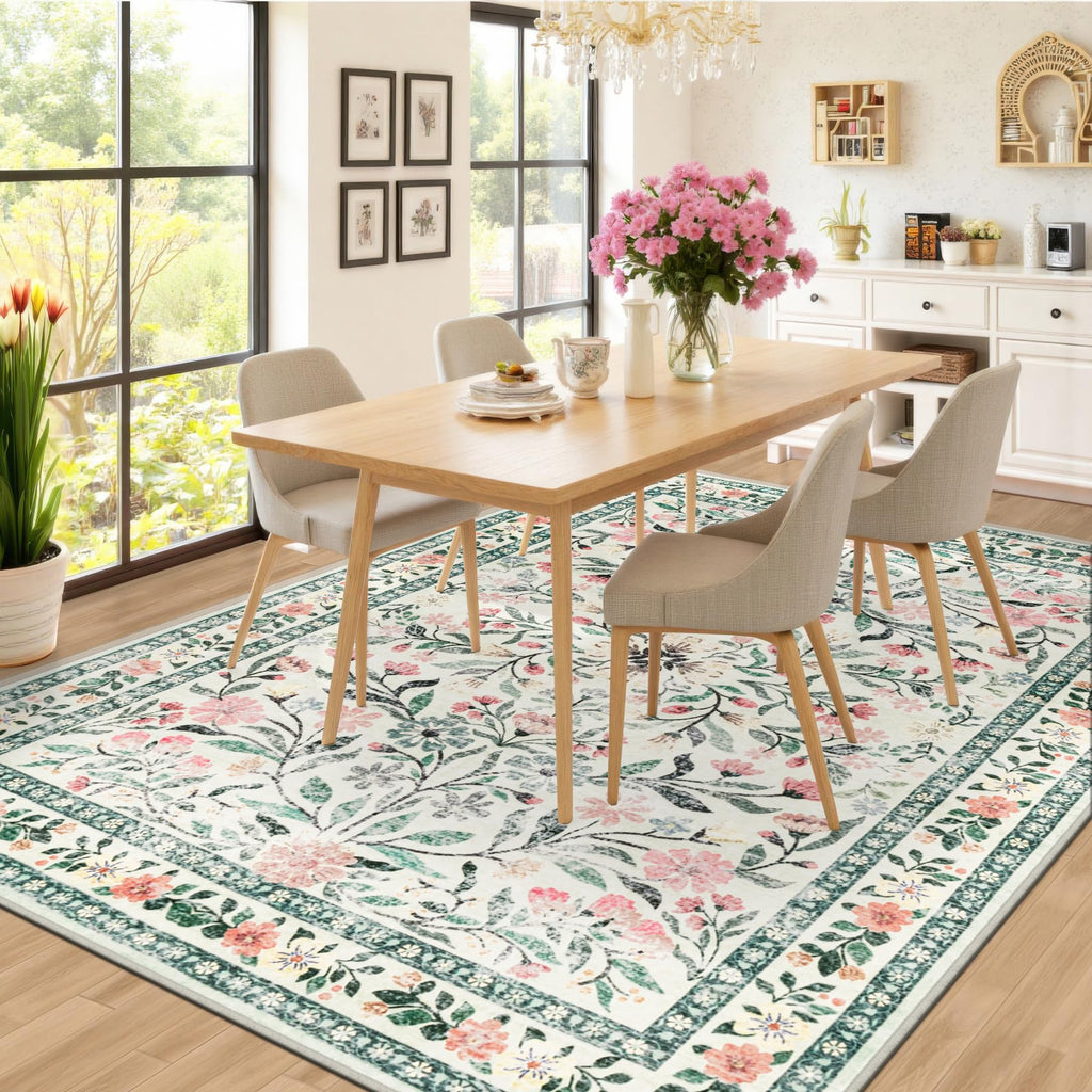 6x9 Area Rug Living Room (Green/Beige / 6' x 9' (Rectangular))