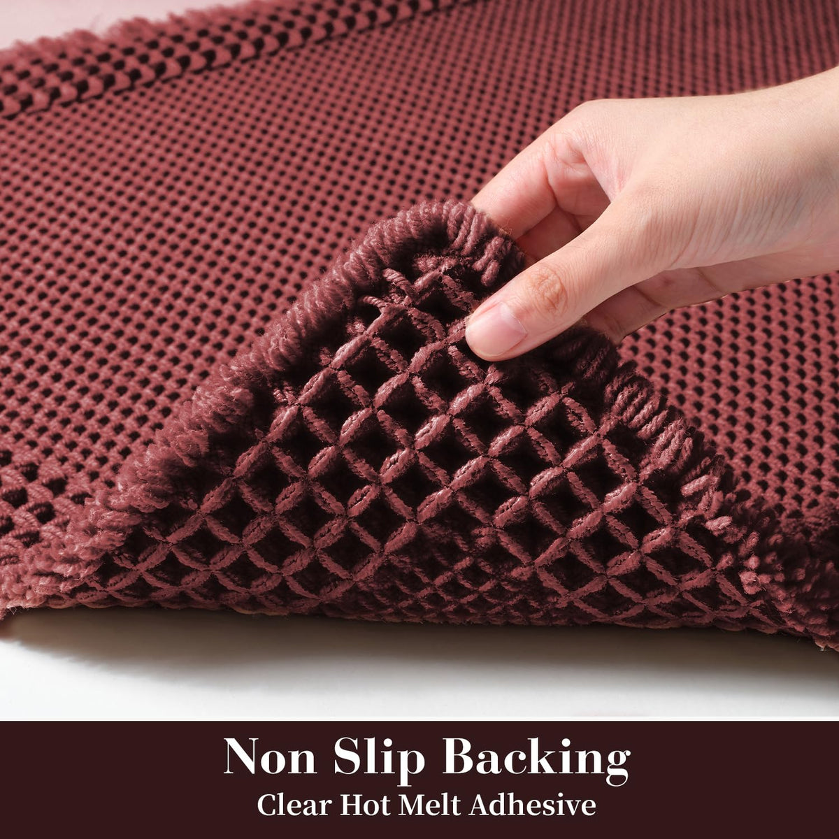 Waffle Bathroom Runner Rugs (Dark Red / 2' X 6')