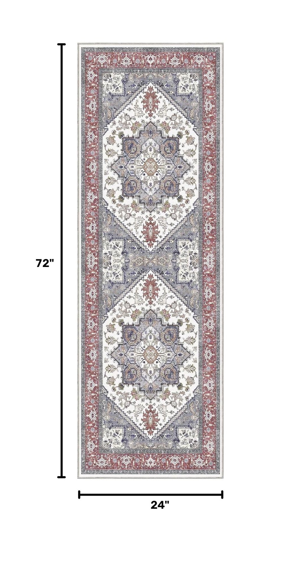 Soft Area Rugs 2x6 (2' x 6' (Runner) / Red & Grey)