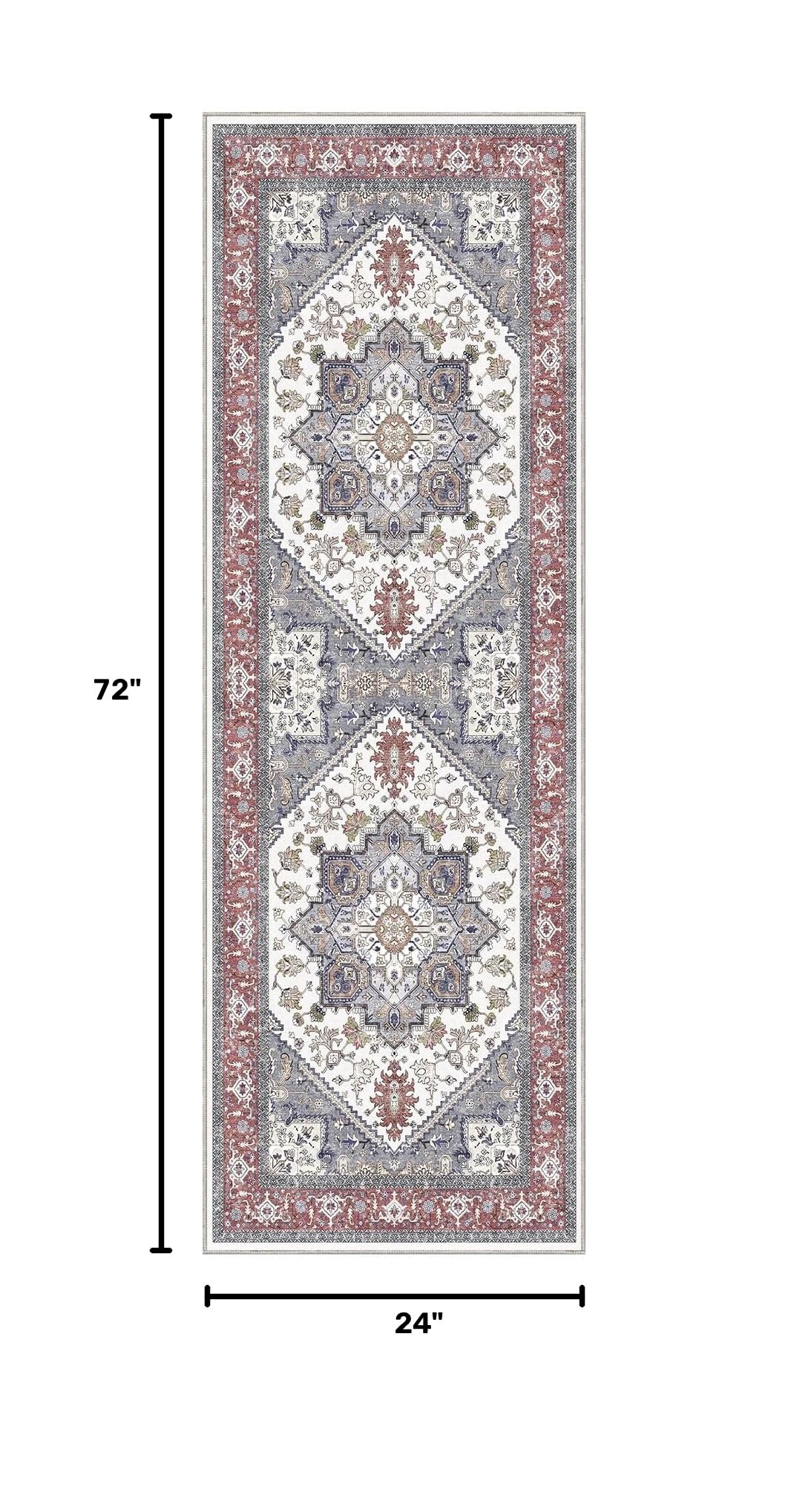 Soft Area Rugs 2x6 (2' x 6' (Runner) / Red & Grey)