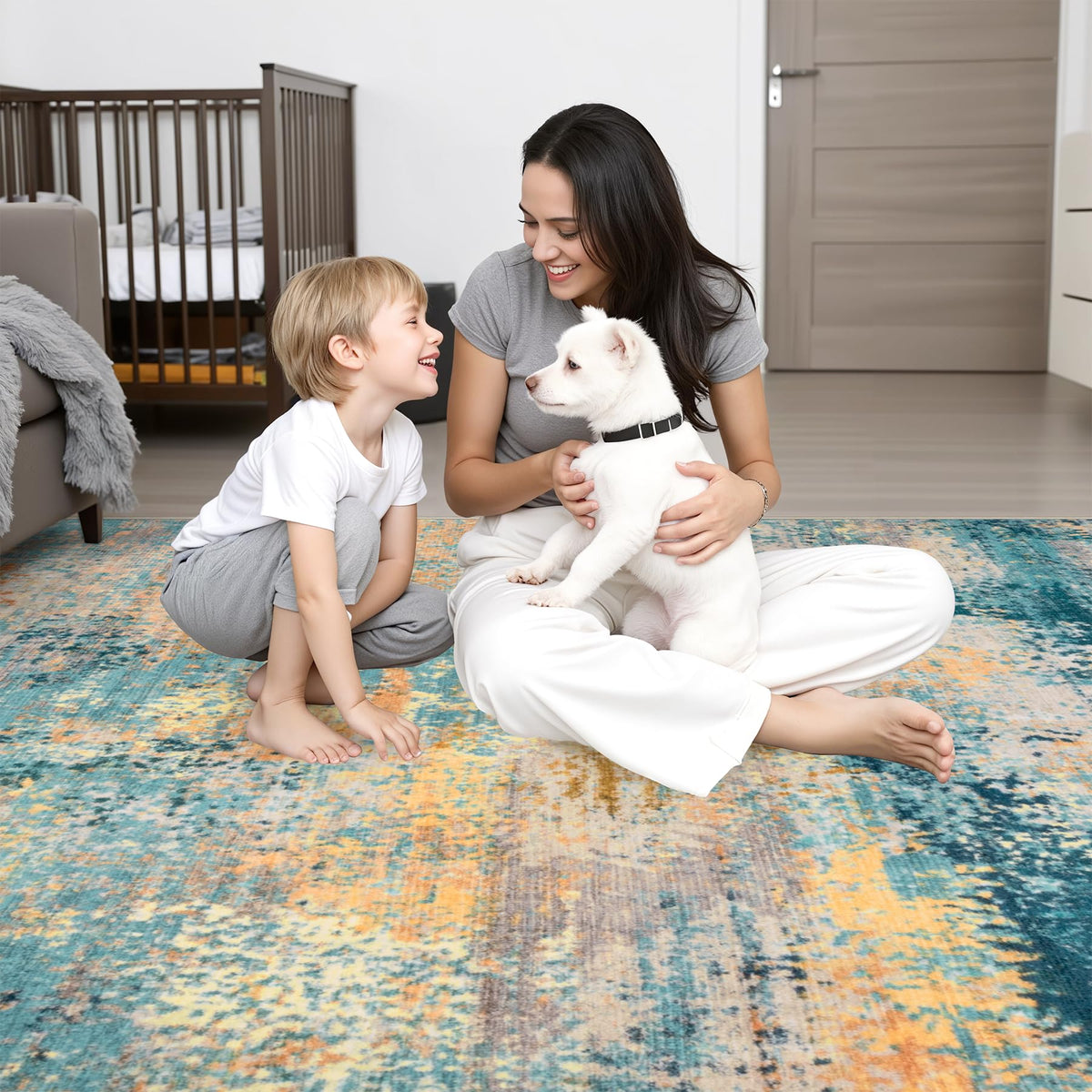 Round Area Rug Living Room (Rosy Haze / 4' (Round))