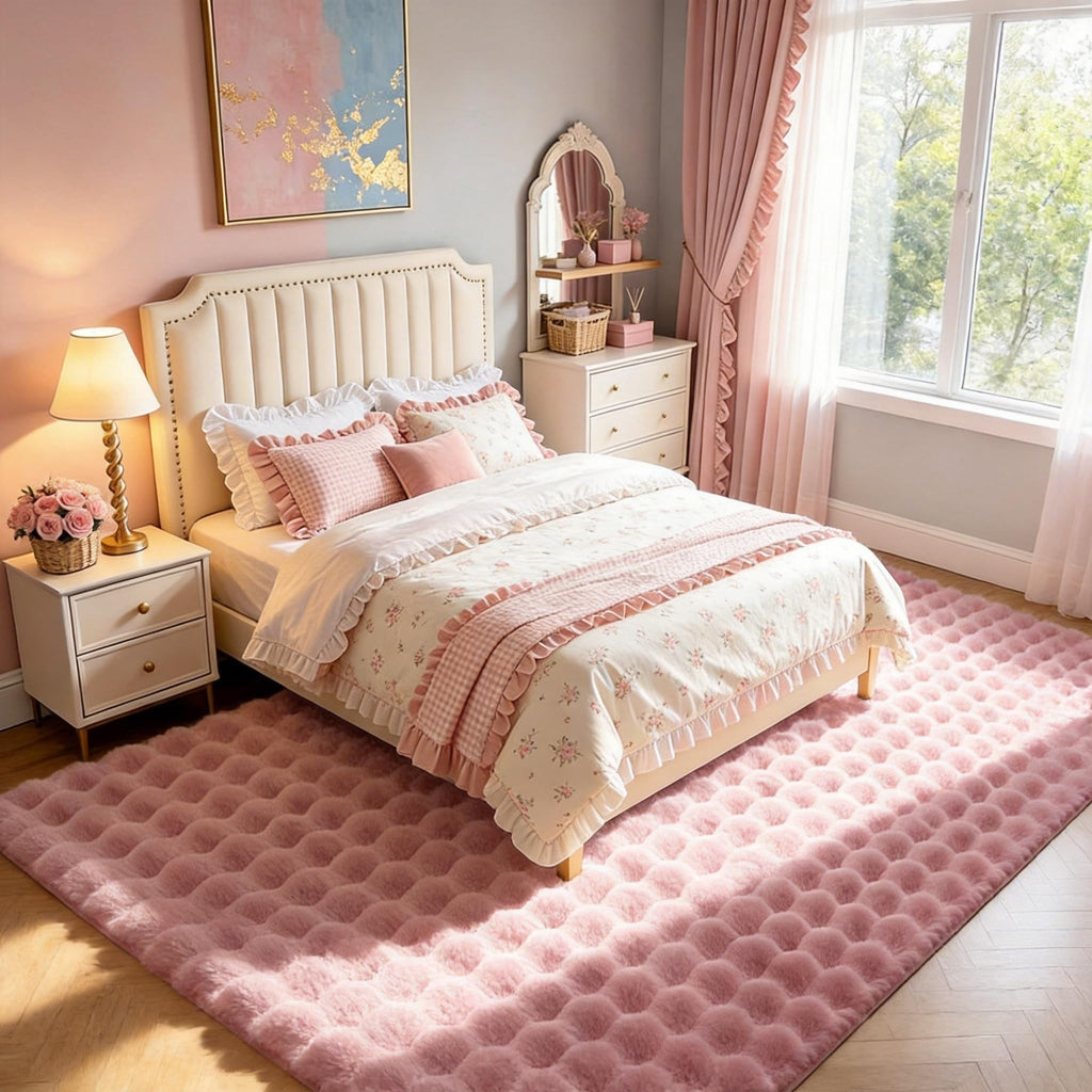 Dusty Rose Rabbit Plush Rug 6'x9' (Dusty Rose / 6' x 9' (Rectangular))