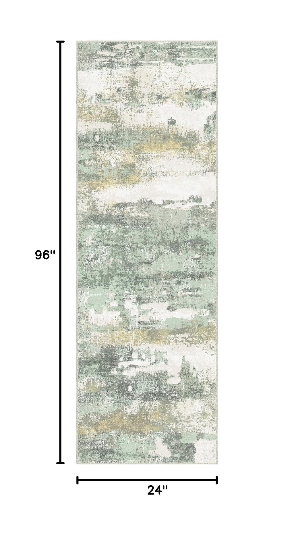 2x8 Green Abstract Runner Rug (Light Green/Cream / 2' x 8' (Rectangular))