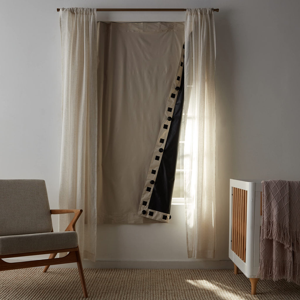 Portable Blackout Curtain Shade with Suction Cups (Beige / 1-Pack)