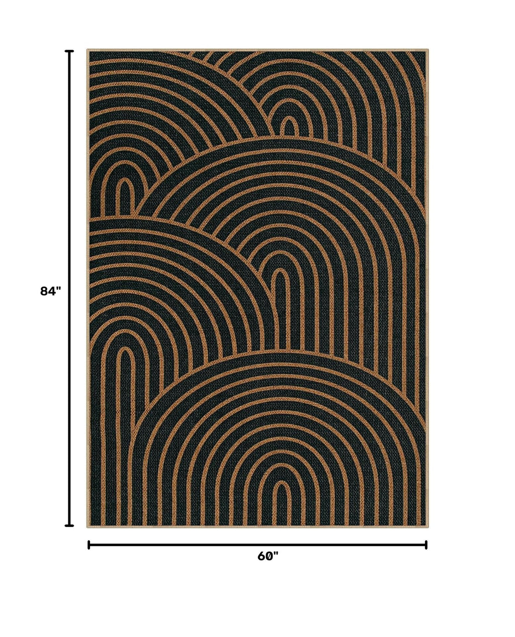 Modern Rainbow Easy Jute Carpet (5' x 7' (Rectangular) / Black/Multi-rainbow-1)