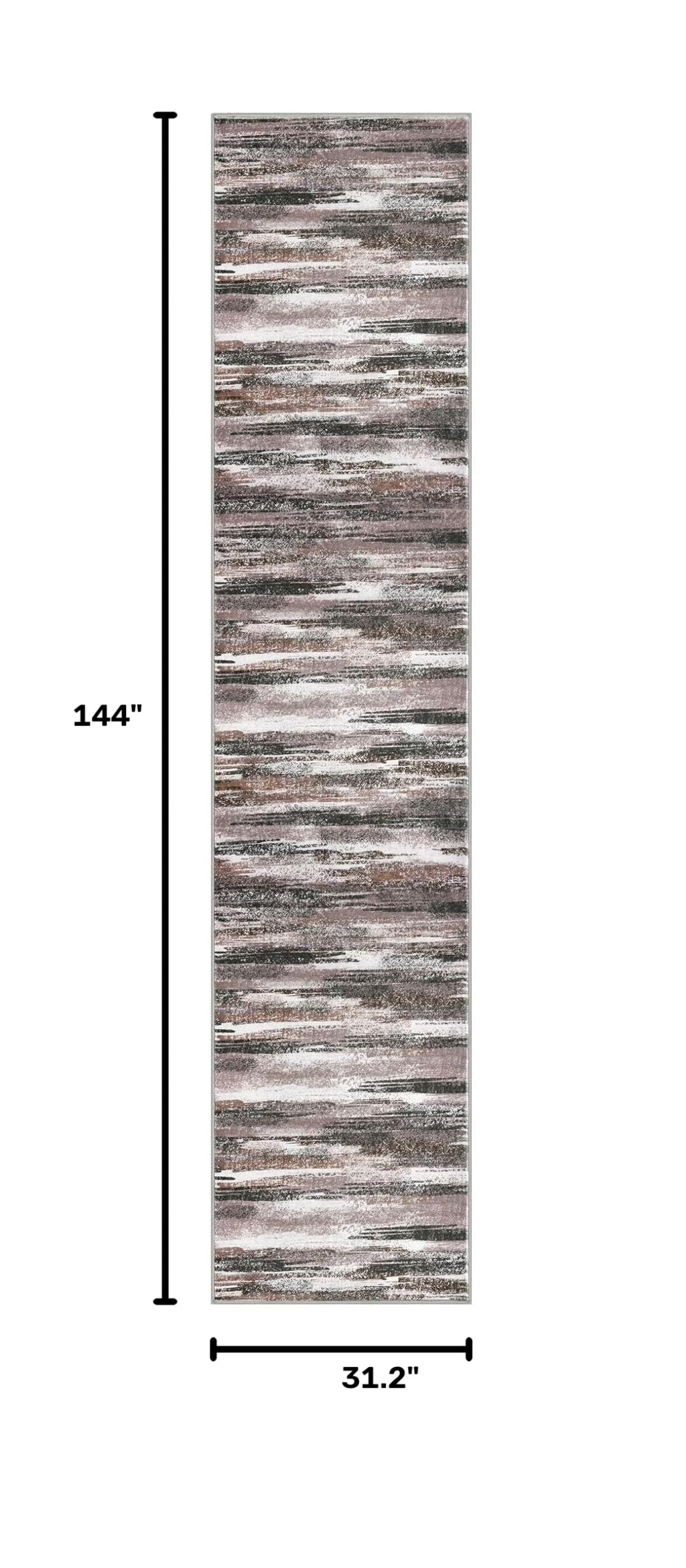Modern Abstract Runner Rug 2.6x12 (2'7" x 12' (Runner) / Dark Light Brown White)
