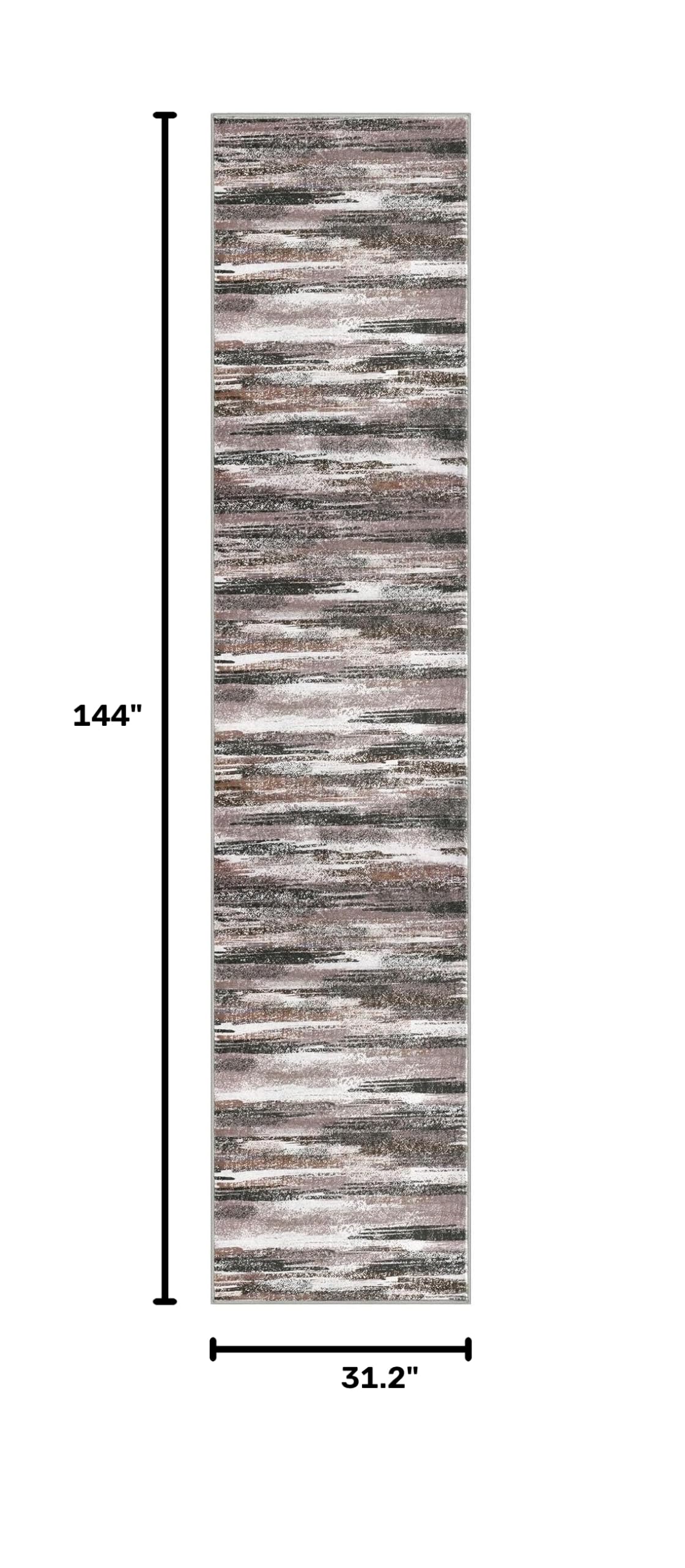 Modern Abstract Runner Rug 2.6x12 (2'7" x 12' (Runner) / Dark Light Brown White)
