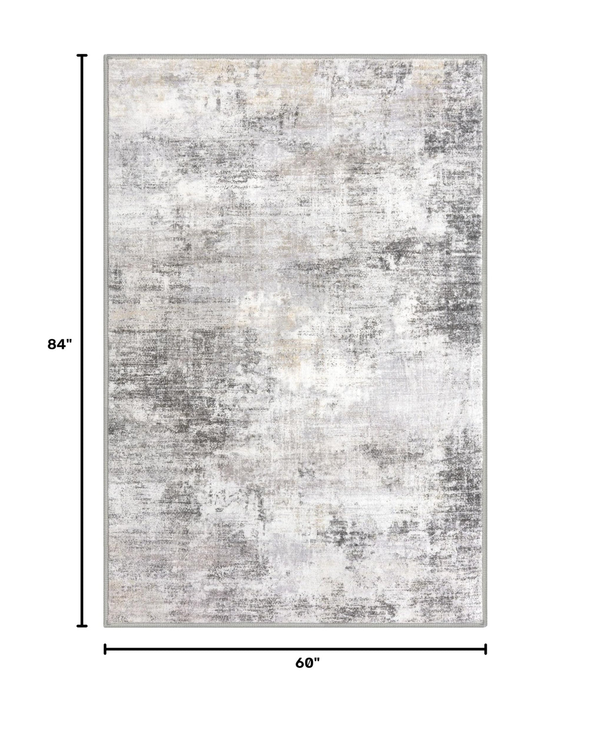 Abstract Area Rugs 5x7 Ft Washable Rugs for Living Room (Ash Grey/Beige / 5' x 7' (Rectangular))