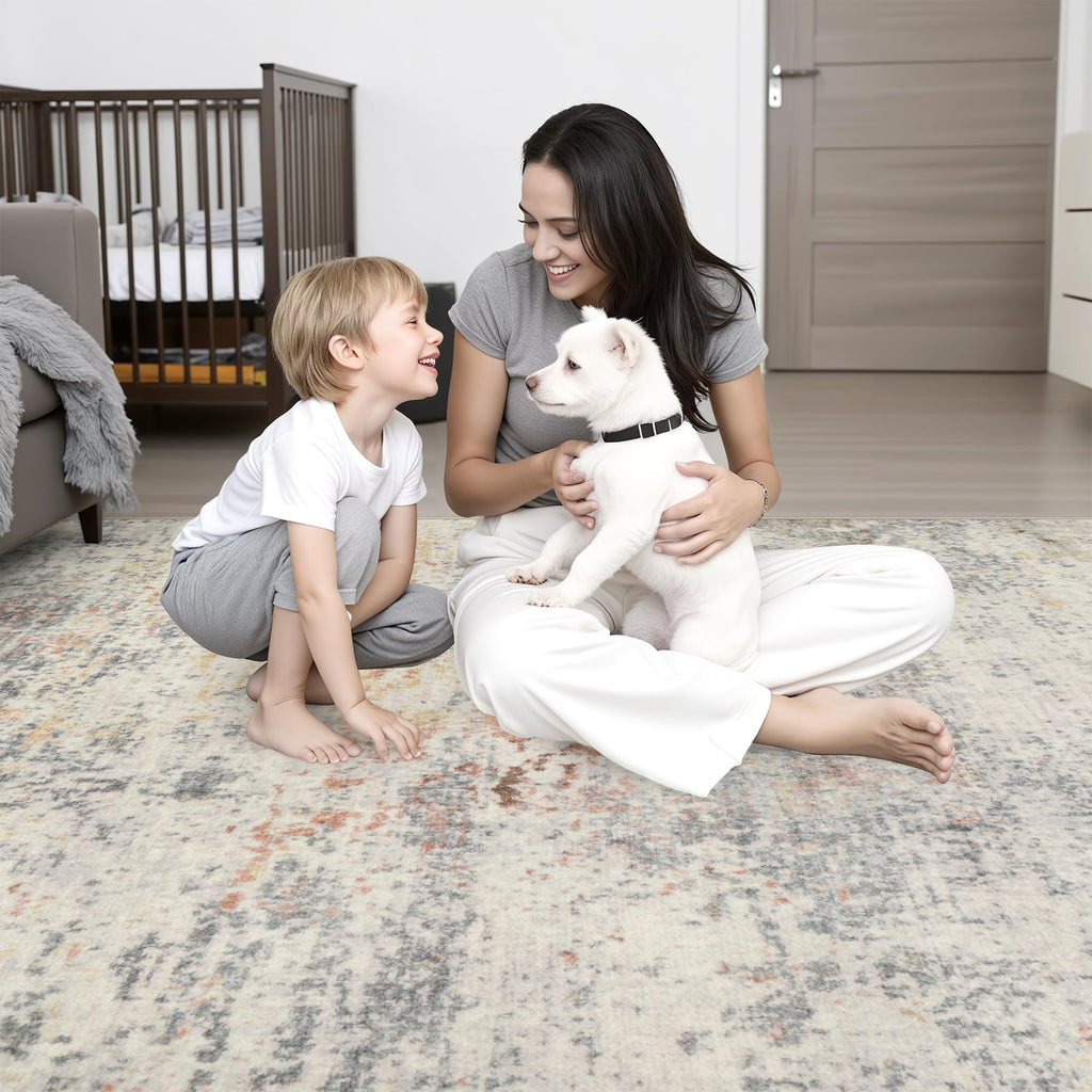 3x14 Washable Runner Rug：Modern Abstract Kitchen Soft Carpet Taupe (Taupe / 3' x 14' (Rectangular))