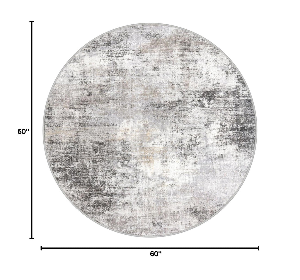 Round Area Rug 5 Ft Circle Entryway Rugs Round Washable Door Mat Indoor Entrance (Ash Grey/Beige / 5' x 5' (Rectangular))