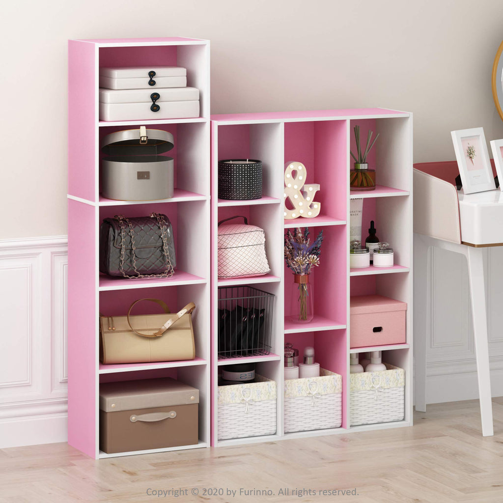 LUDER Book Shelf (White/Pink / 5-Tier)