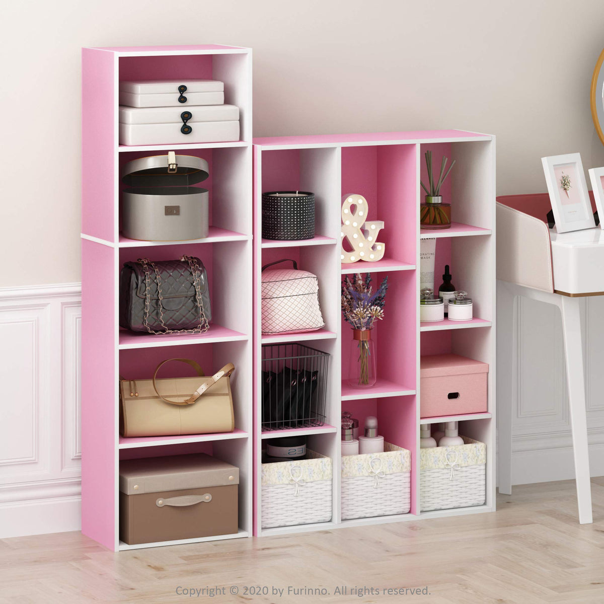 LUDER Book Shelf (White/Pink / 5-Tier)