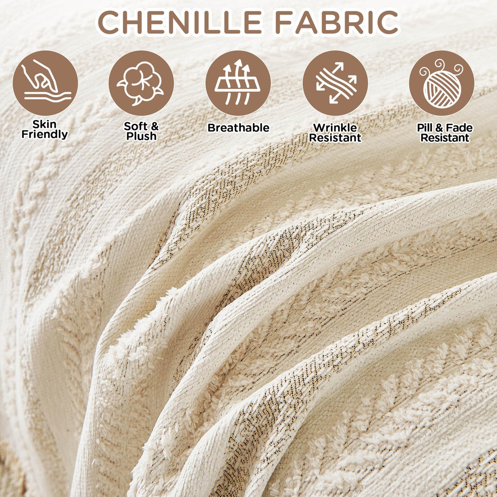 Couch Cover for Sofa (Striped Braid Cream / 71*102 inch)